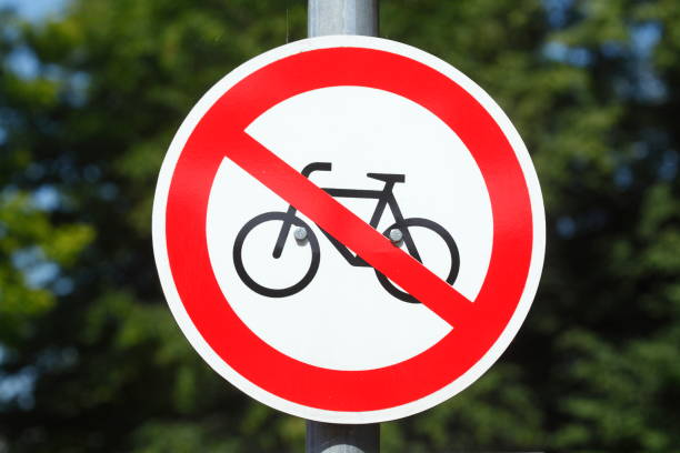 Запрещающий знак с изображением велосипеда на перекрестке